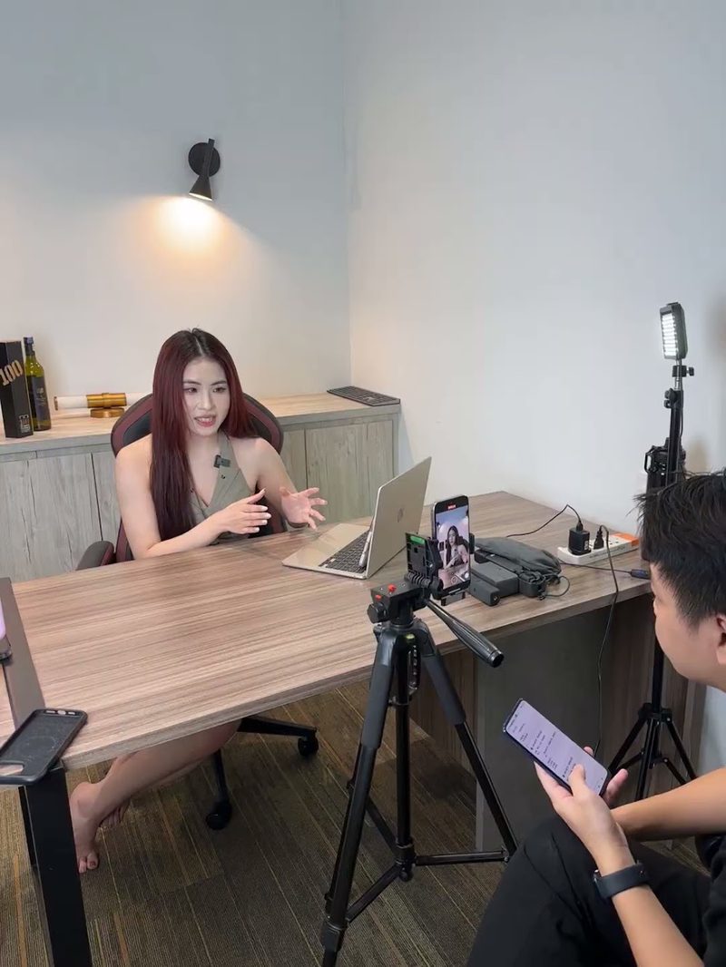 Filming a client interview at a clinic